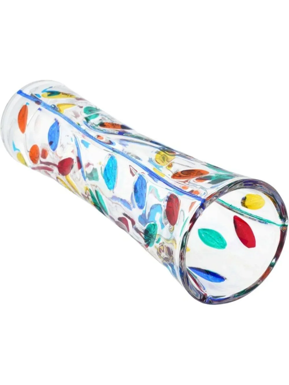 Handmade Murano Crystal Flower Vase - Multicolor Tree Leaves Design, 7.5
